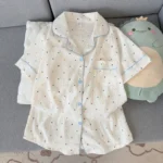 Polka Dot Cotton Short Sleeve Pajamas — Image 3