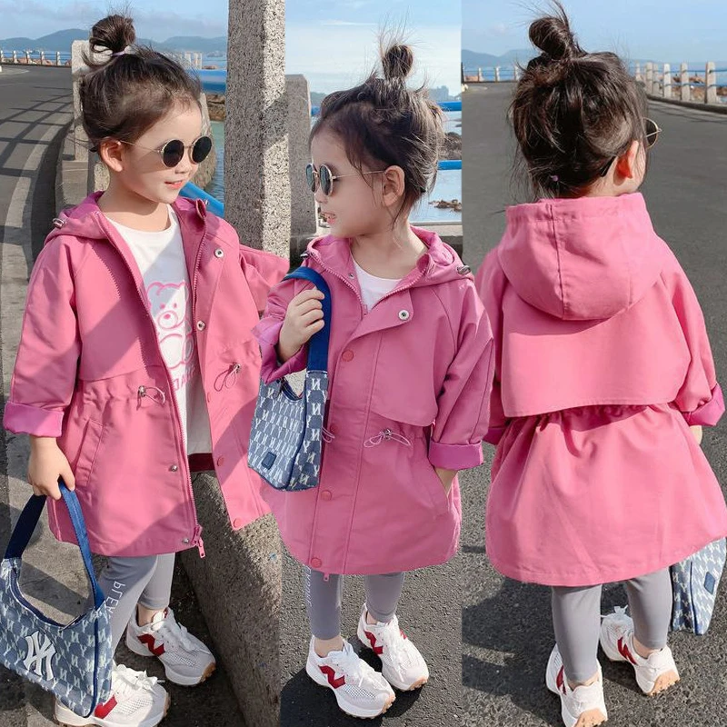Girls' Long Coat with Defined Waist