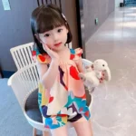 Girls' Set with Strappy Top in Coordinated Colors — Image 3