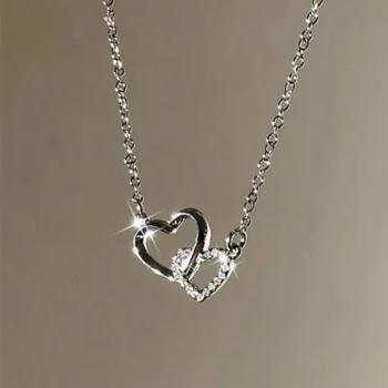 Simple Silver-Tone Heart Pendant Necklace