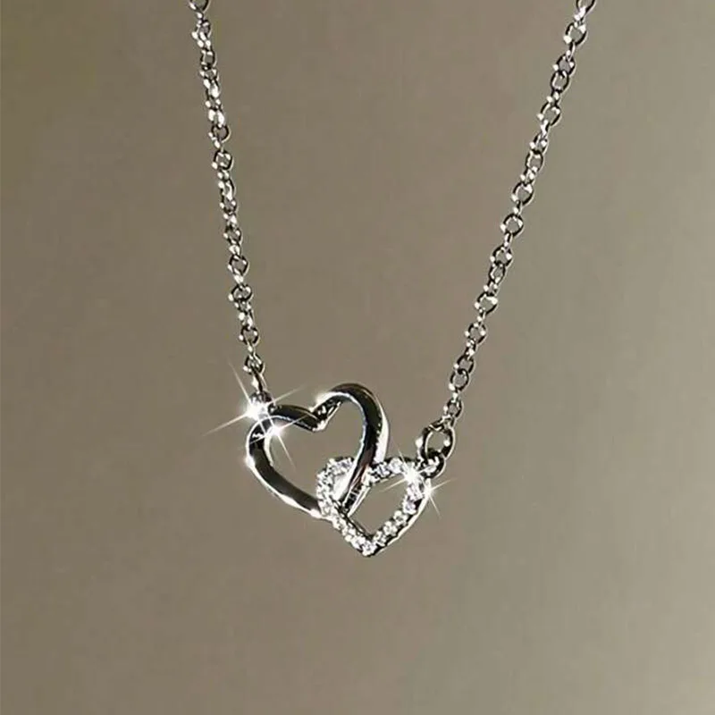 Simple Silver-Tone Heart Pendant Necklace