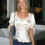 Short Sleeve T-Shirt with Lace Details and Waist Tie — Image 4