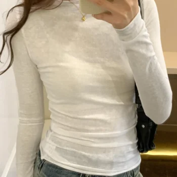 Long Sleeve T-Shirt with Ruffled Waist