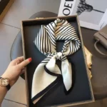 Korean-Style Striped Brocade Scarf — Image 2