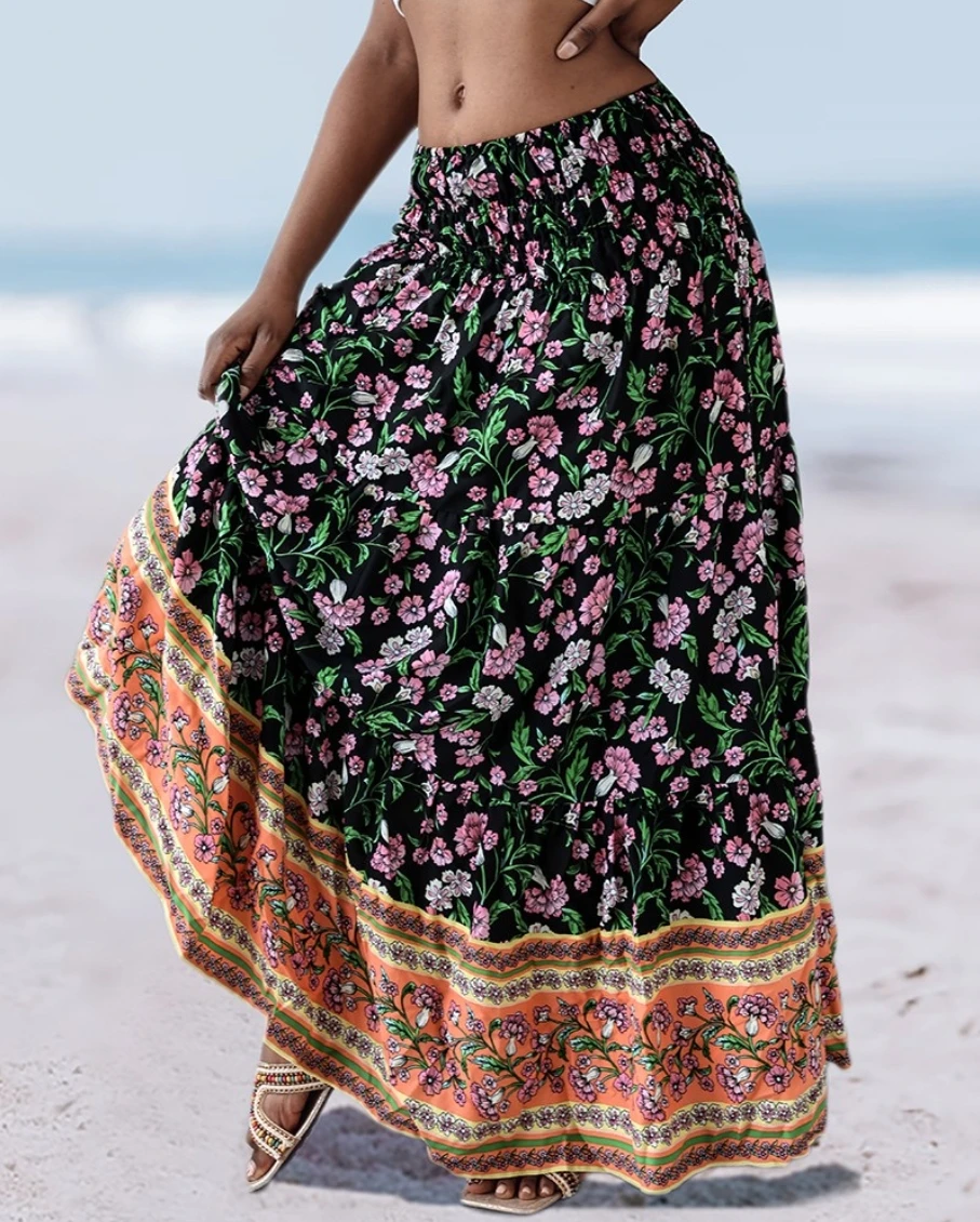 Layered Floral Maxi Skirt