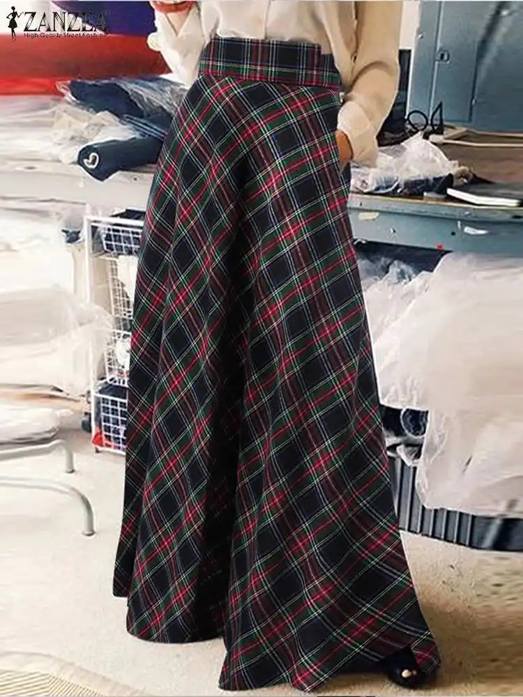 Long Plaid Skirt for Autumn