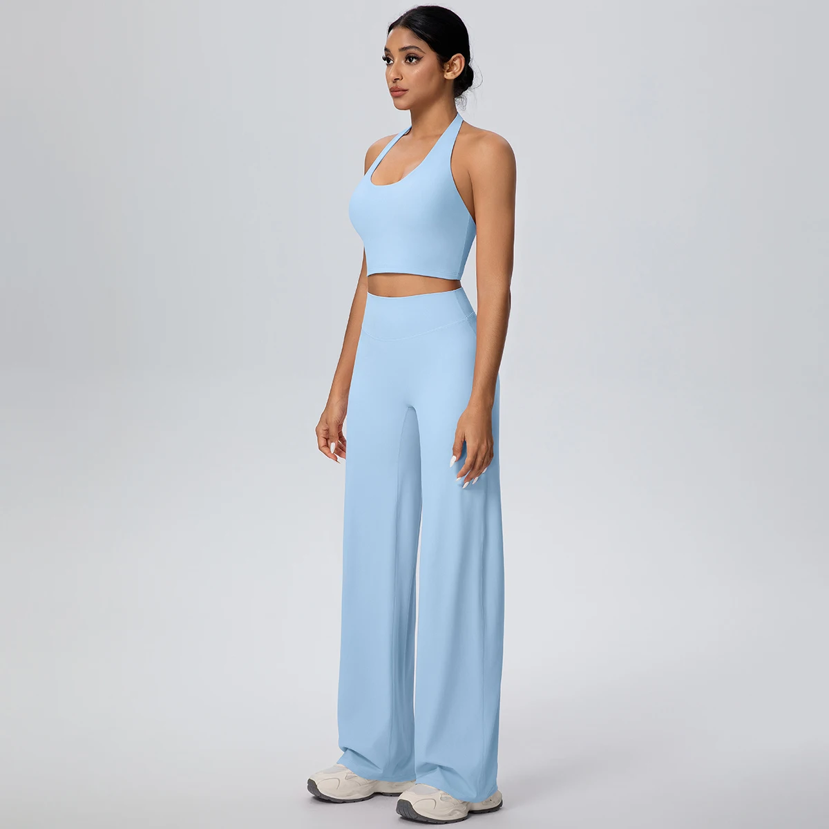 2-Piece Halter Neck Sports Set with High Waist Pants