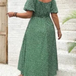 Square Neck Dress with Small Floral Print — Image 2