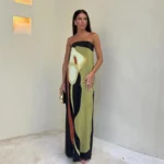 Long Strapless Dress with Elegant Print