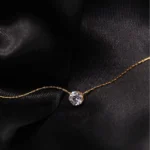 Dainty Gold-Plated Necklace with Zircon Stone — Image 2