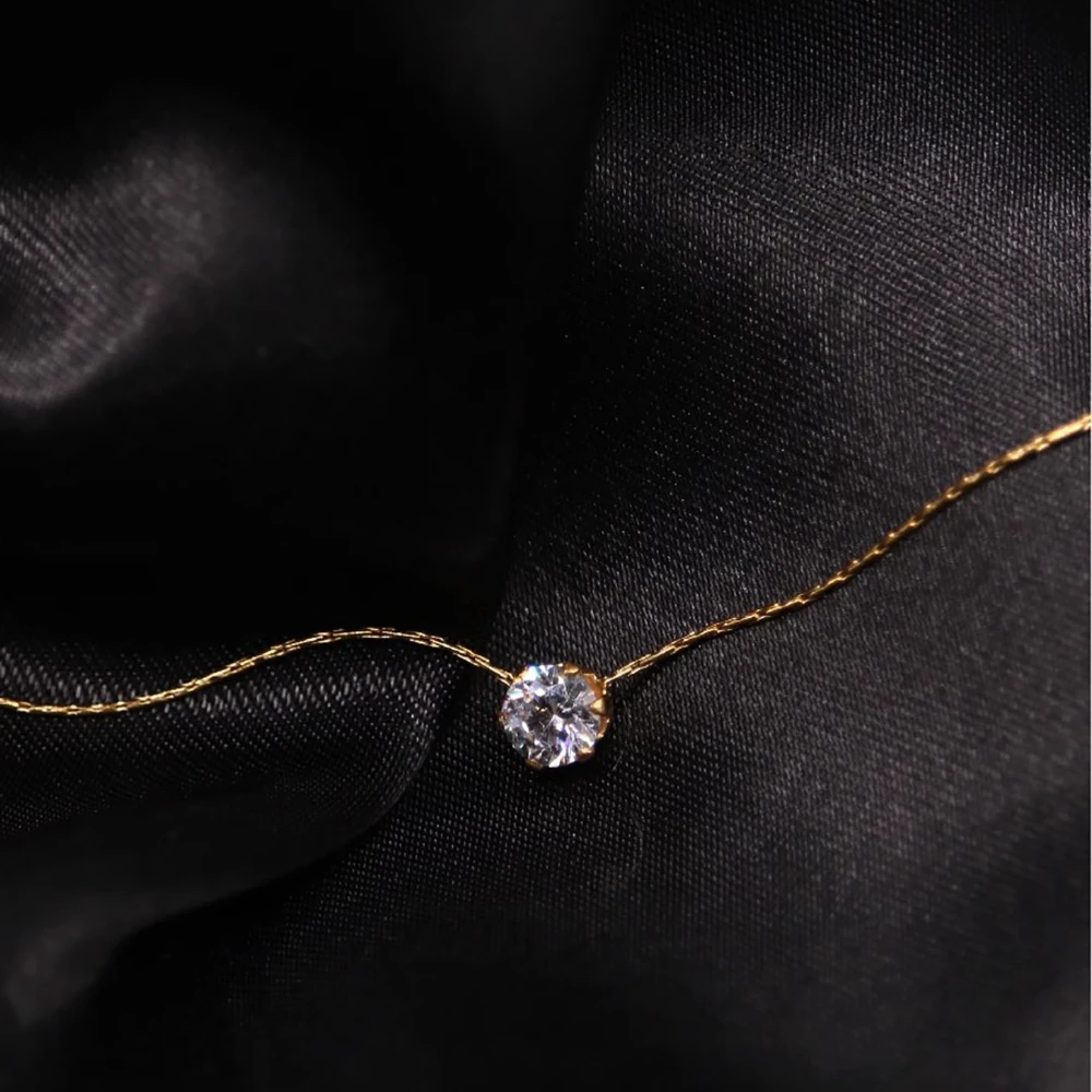 Dainty Gold-Plated Necklace with Zircon Stone