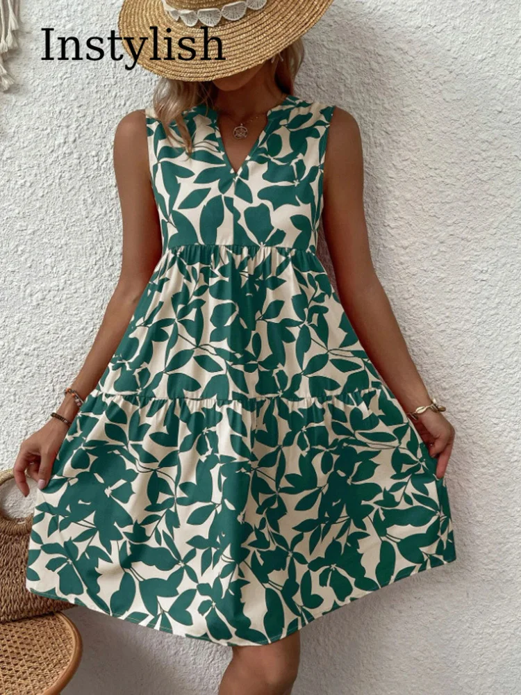 Boho Sleeveless V-Neck Summer Mini Dress