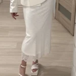Fitted White Lace Maxi Skirt — Image 6