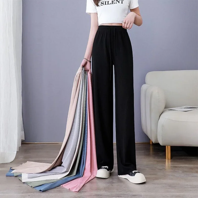 Silky-Feel Wide-Leg Pants