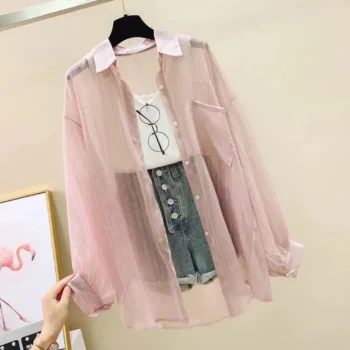 Lightweight Chiffon Long Sleeve Summer Shirt