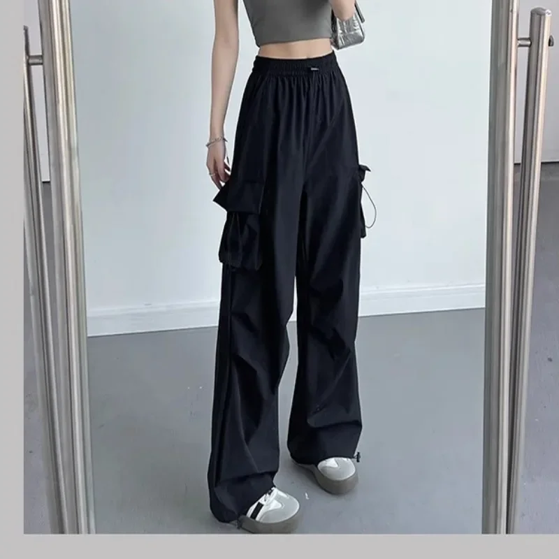 Summer Wide-Leg Cargo Pants with Pockets