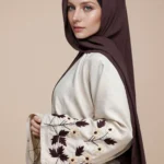 Apricot Abaya with Embroidered Cuffs — Image 4