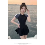 Sports Swimsuit with Skirt and Front Zipper — Image 5