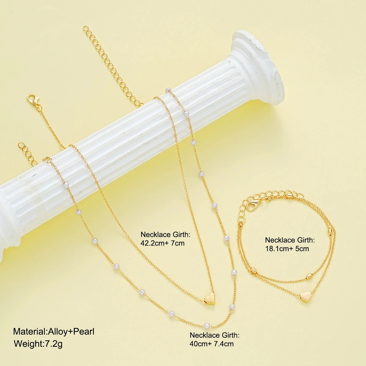 Faux Pearl and Heart Jewelry Set