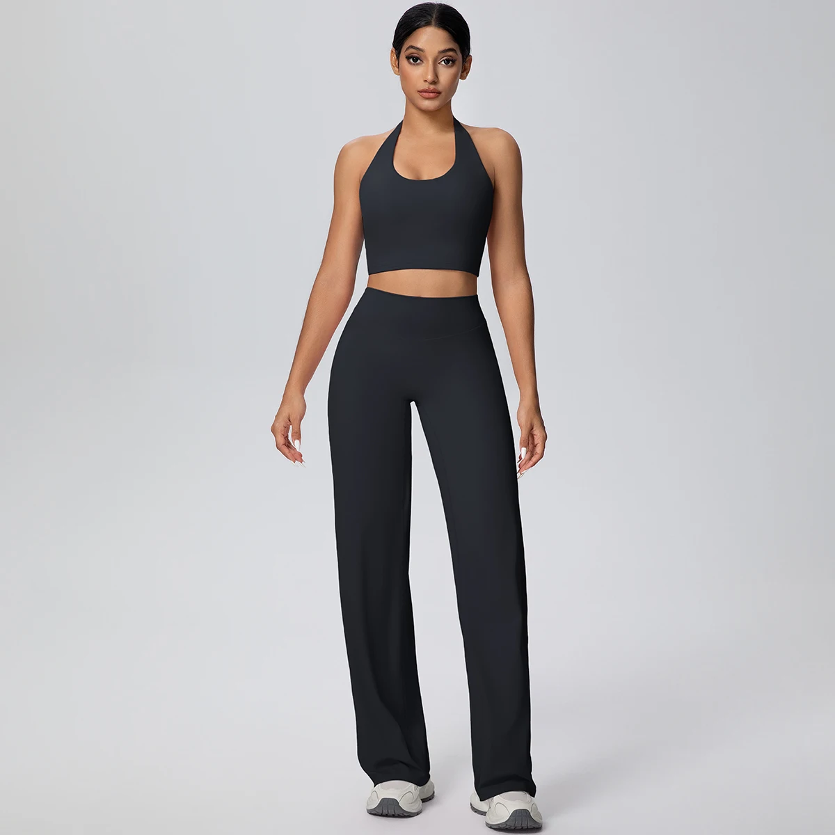 2-Piece Halter Neck Sports Set with High Waist Pants