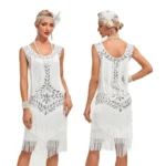 Beaded Sequin Evening Dress with Classic Round Neck — Image 2
