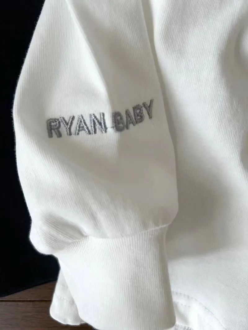 Kids' Solid Sweatshirt with Letter Embroidery