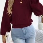 Solid Knitted Long Sleeve Round Neck Cardigan — Image 3