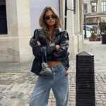 جاكيت جلد صناعي بأكمام طويلة — صورة 4