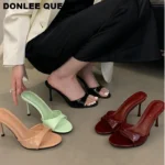 Open-Toe Thin-Heel Slippers