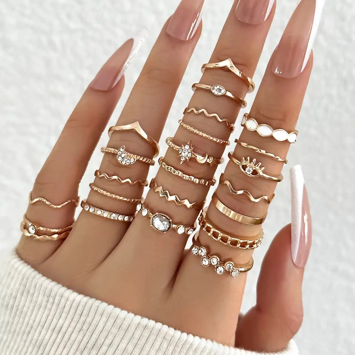 23-Piece Sparkling Zircon Ring Set