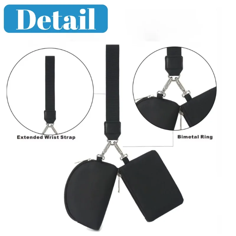 Wallet with Wrist Loop, Two Pockets and Zipper