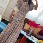 2-Piece Striped Set: Button-Up Shirt and Ankle-Length Skirt — Image 3