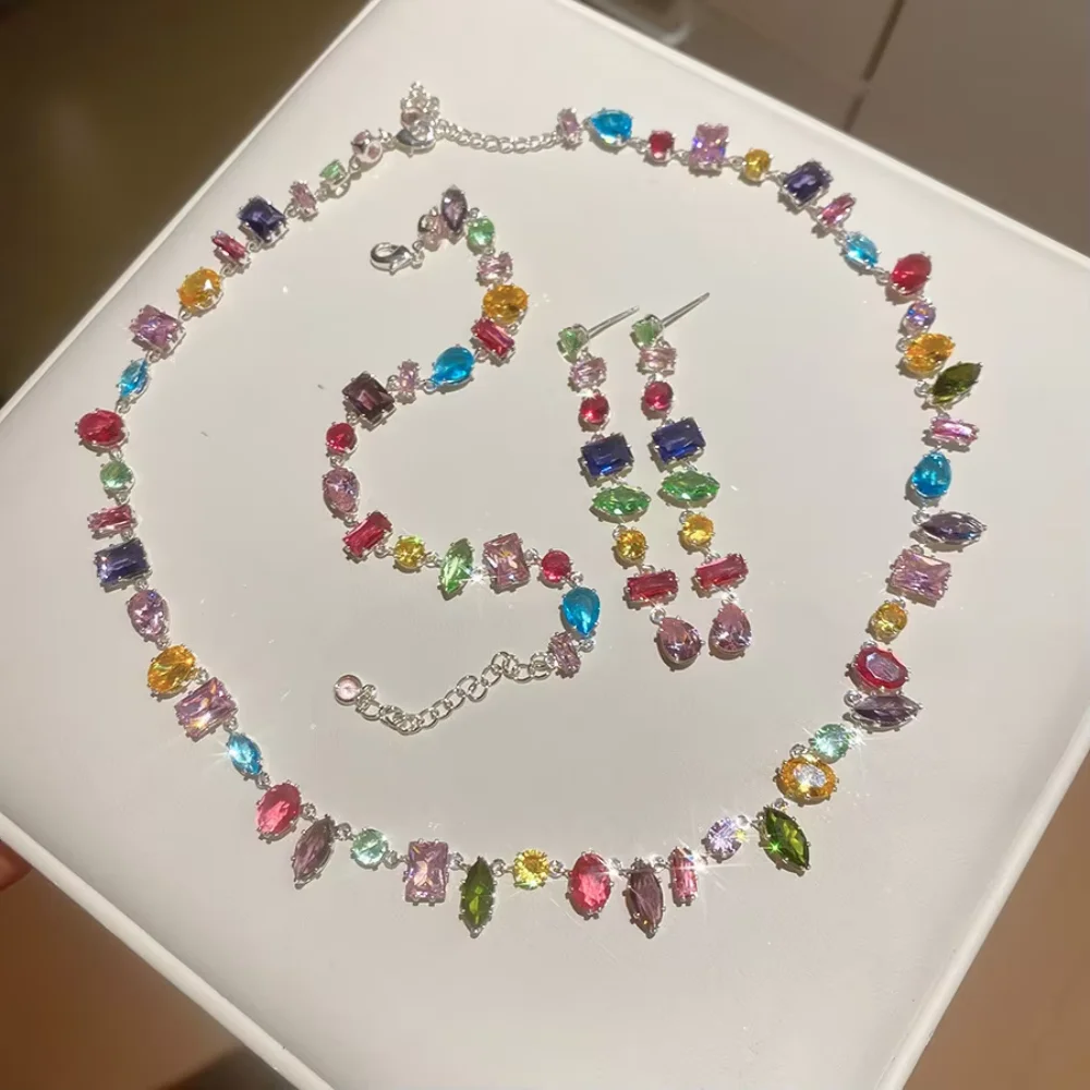 Colorful Zircon Crystal Necklace