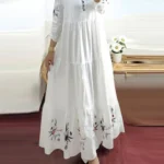 Floral Abaya with Three-Quarter Sleeves