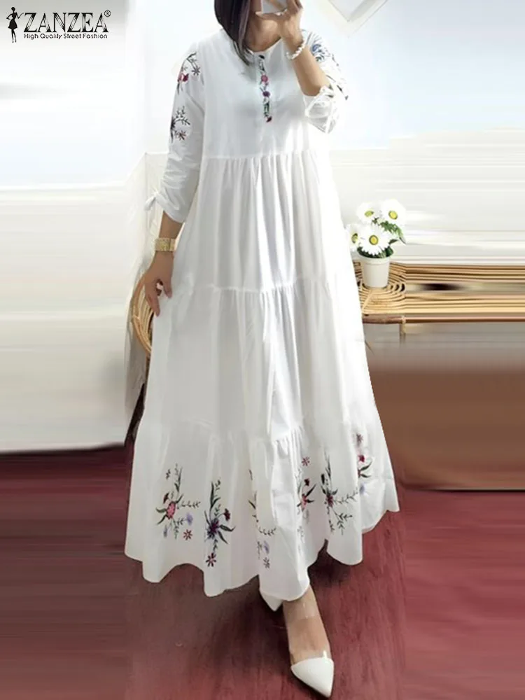 Floral Abaya with Three-Quarter Sleeves