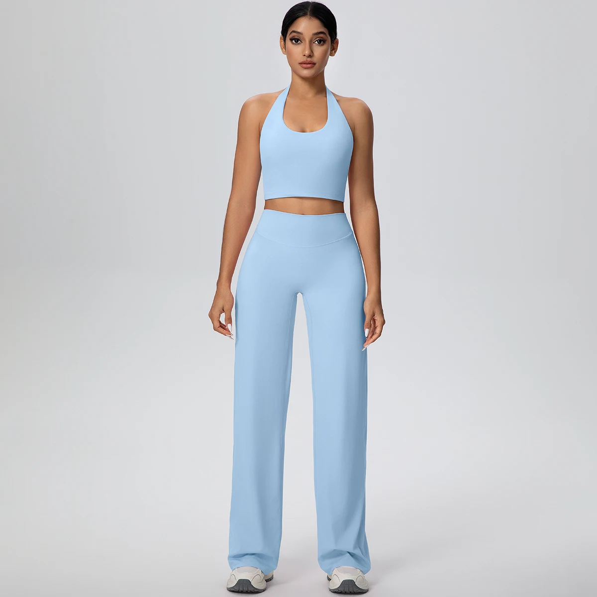 2-Piece Halter Neck Sports Set with High Waist Pants
