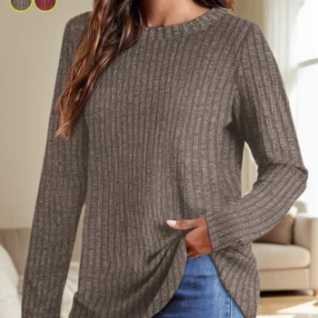 Striped Round Neck Autumn Long Cardigan