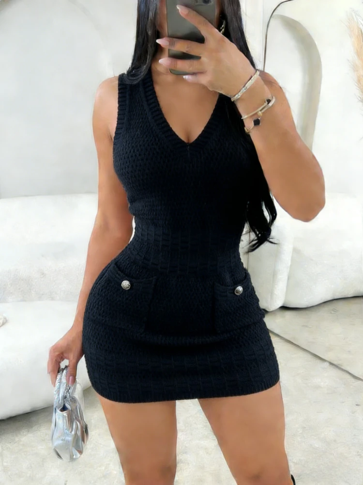 Bodycon Sleeveless Hollow-Out Mini Dress