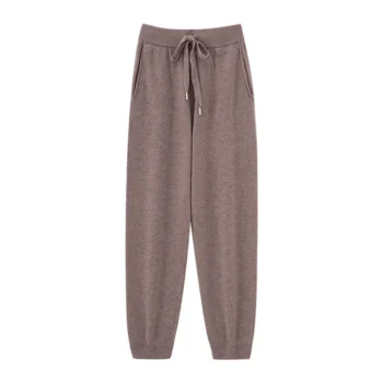 High Waist Straight Merino Wool Winter Pants