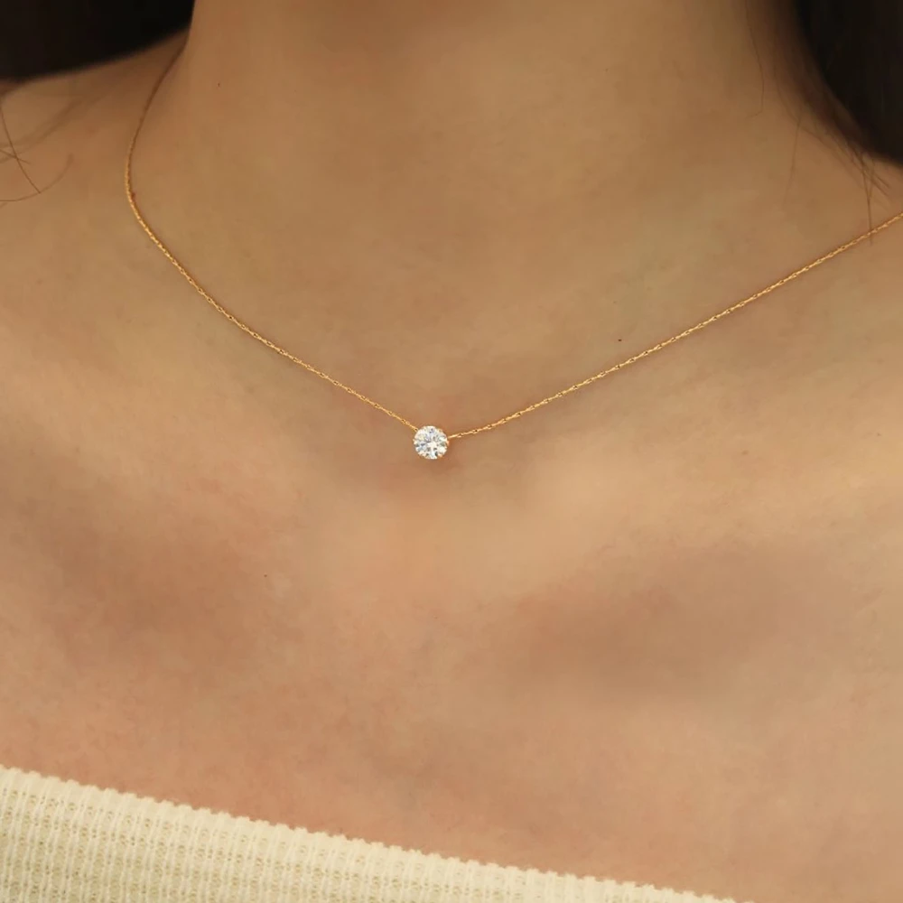 Dainty Gold-Plated Necklace with Zircon Stone