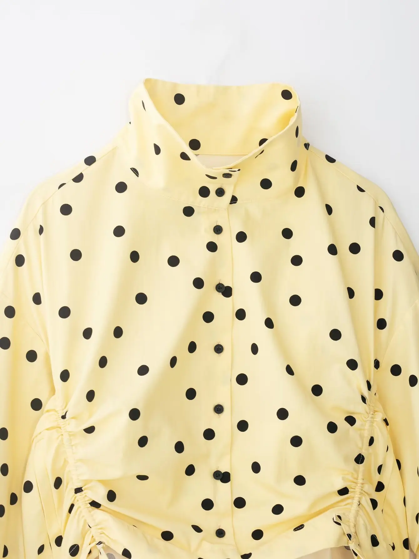 Polka Dot Set: Stand Collar Top and Pleated Shorts