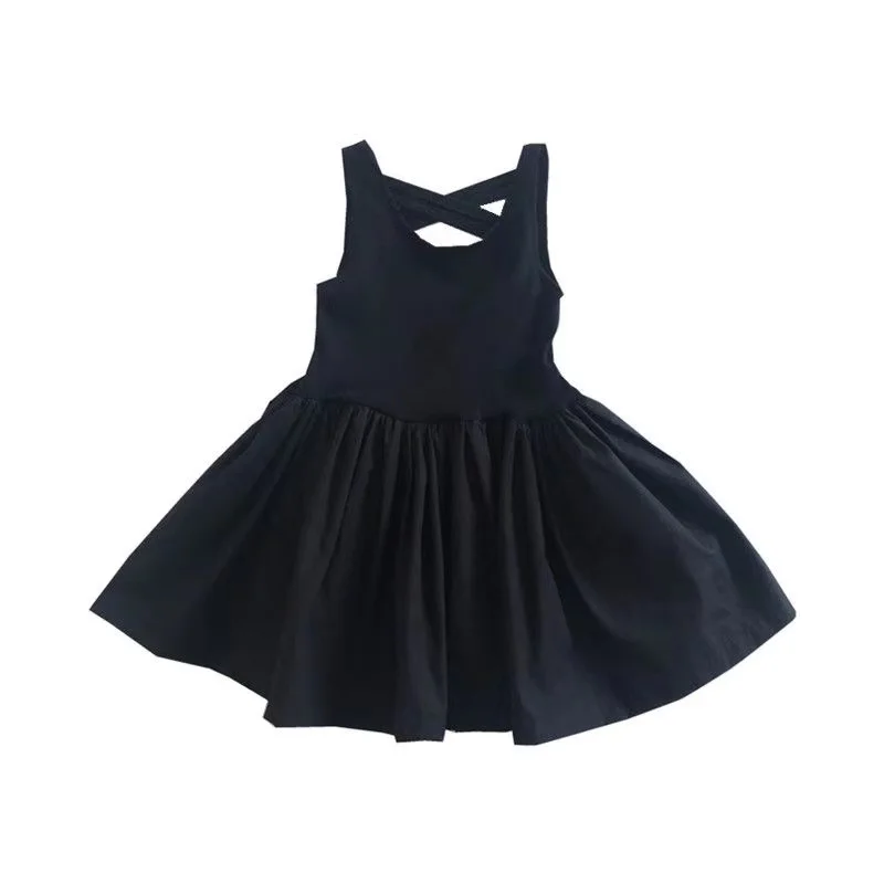 Girls' Black Dress with Tulle Skirt
