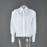 White Puff Sleeve Work Shirt — Image 5