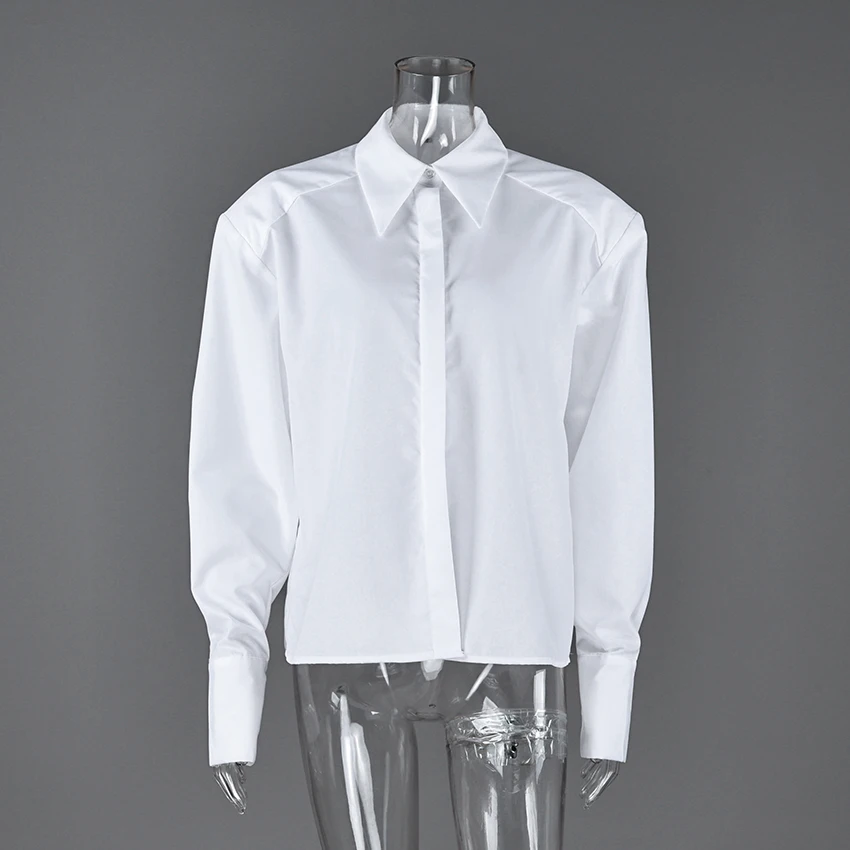 White Puff Sleeve Work Shirt