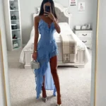 Solid Beach Dress with Ruffles — Image 3
