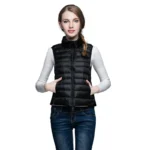 Padded Sleeveless Winter Jacket with Zipper and Turn-Down Collar — Image 2