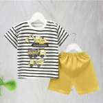 Kids' Set with Striped Excavator Print — Image 2