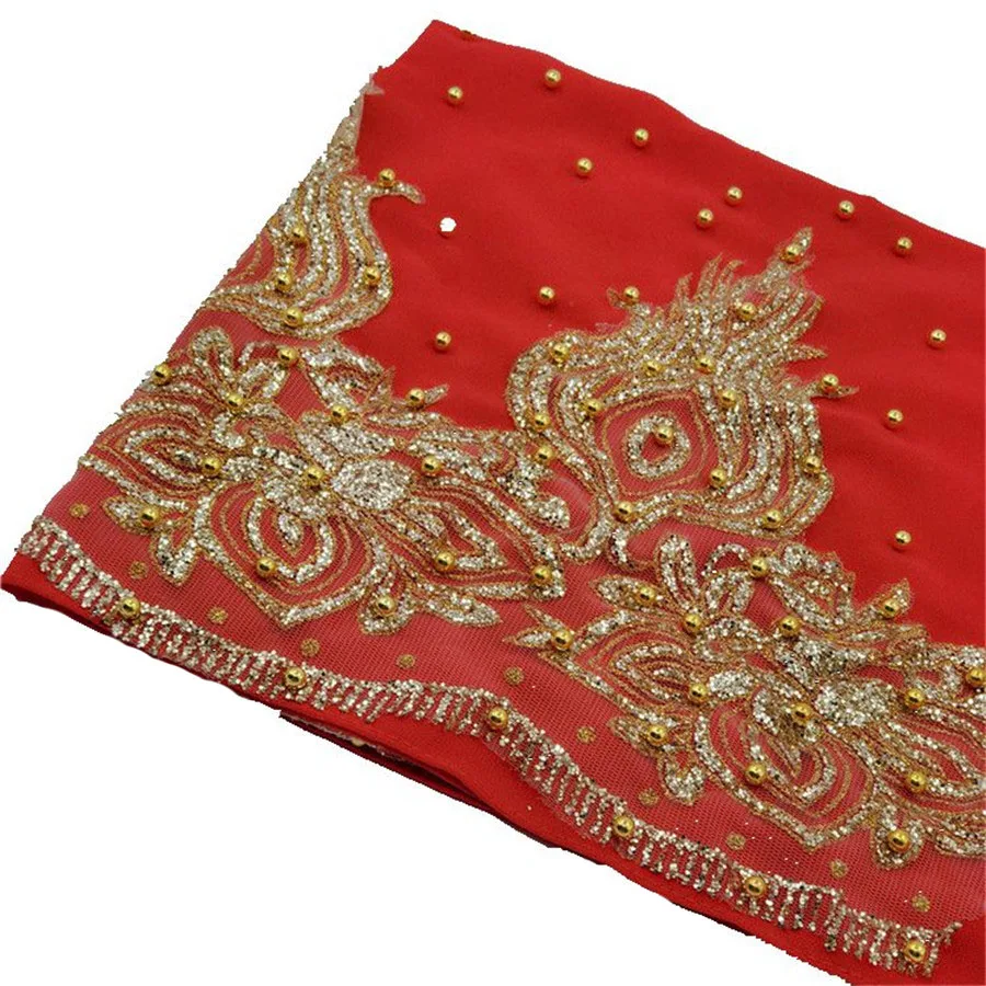 Chiffon Headscarf with Beads and Gold Shimmer — Image 18