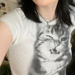 White Cropped Animal Print T-Shirt — Image 4