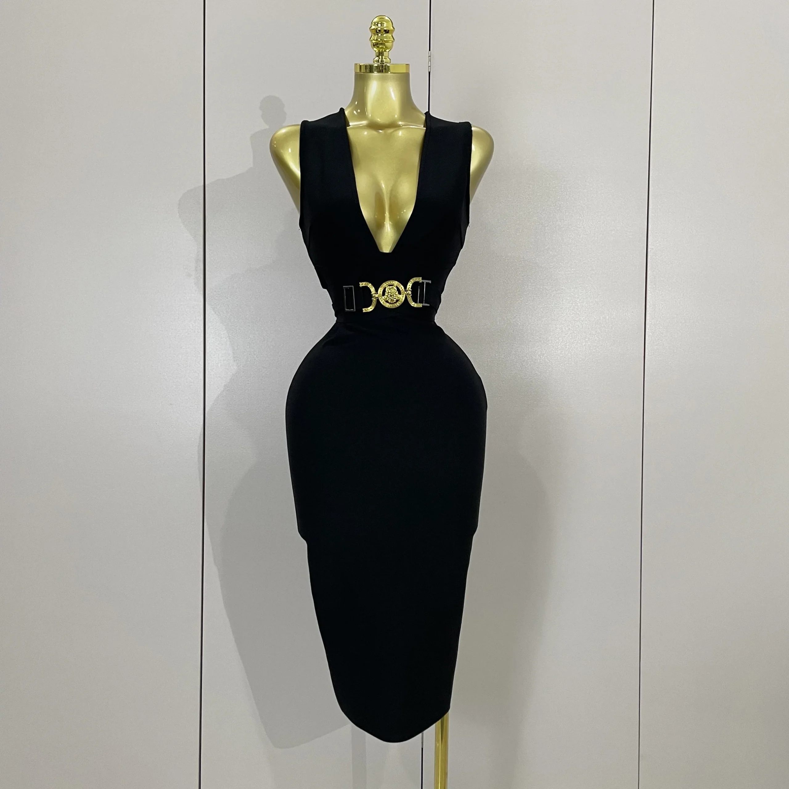 Bodycon Sleeveless V-Neck Dress — Image 19
